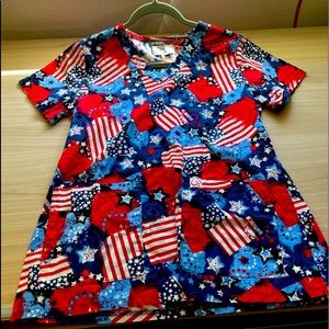 EUC Fourth of July scrub top